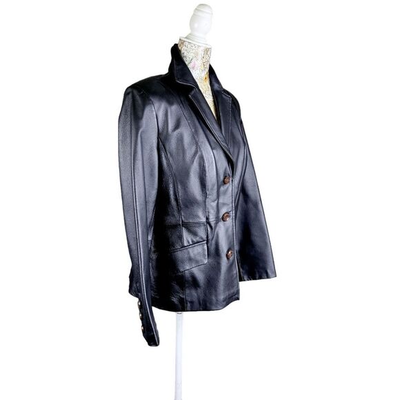 Terry Lewis Classic Luxuries Stunning Black Leather Coat Jacket EXCELLENT - Picture 4 of 11